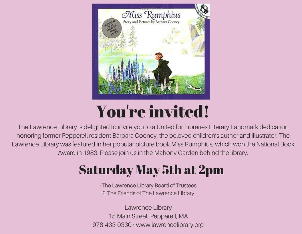 Literary Landmark invitation